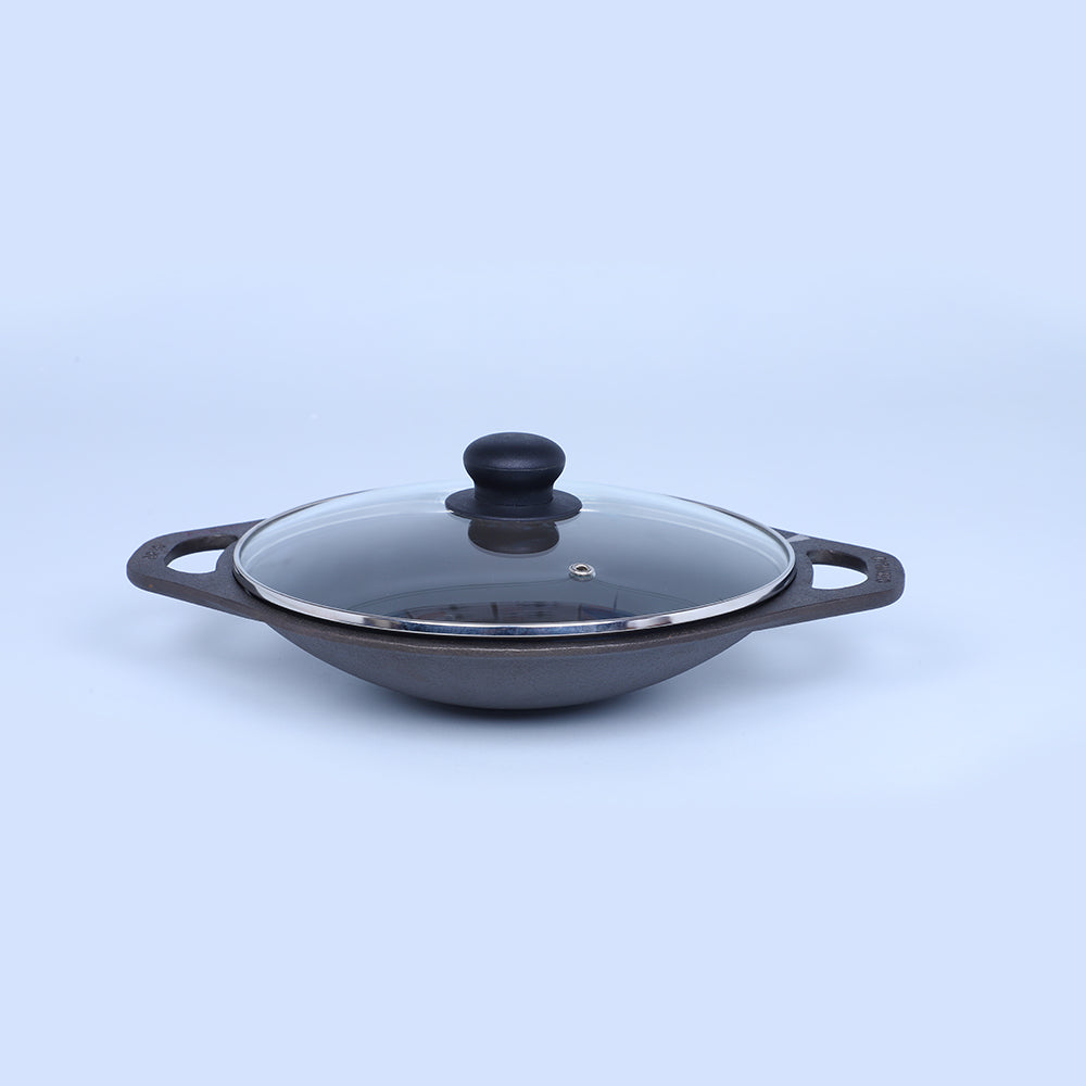 Vasanthamaaligai Appam pan-Crafted Cast Iron Cookware Collection: Premium Elegance with Glass Lids