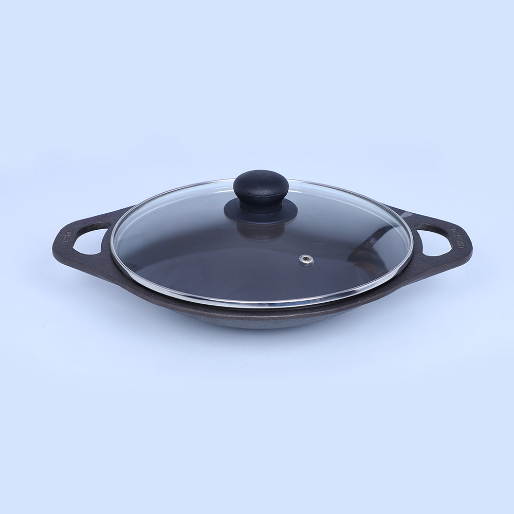 Vasanthamaaligai Appam pan-Crafted Cast Iron Cookware Collection: Premium Elegance with Glass Lids